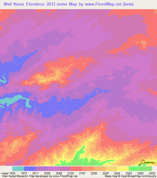 Wali Karez,Afghanistan Elevation Map