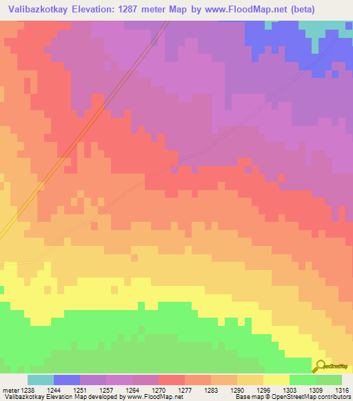 Valibazkotkay,Afghanistan Elevation Map