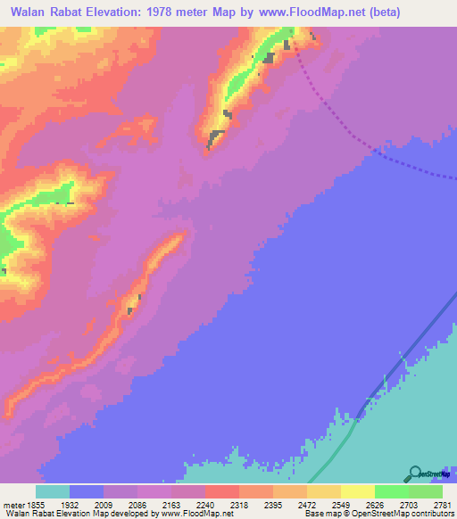 Walan Rabat,Afghanistan Elevation Map
