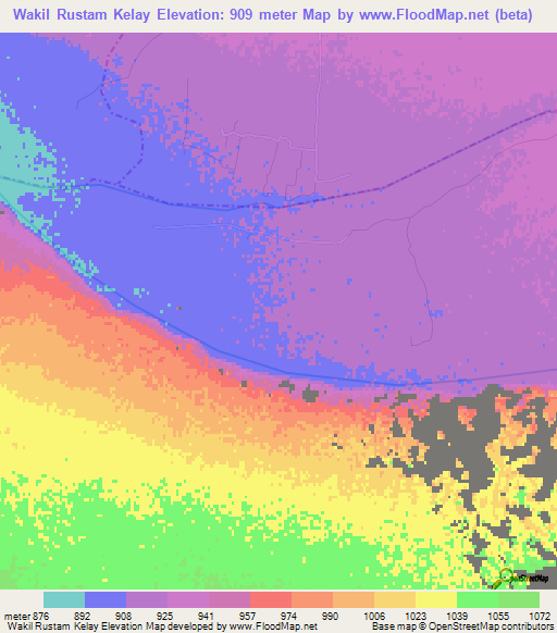 Wakil Rustam Kelay,Afghanistan Elevation Map