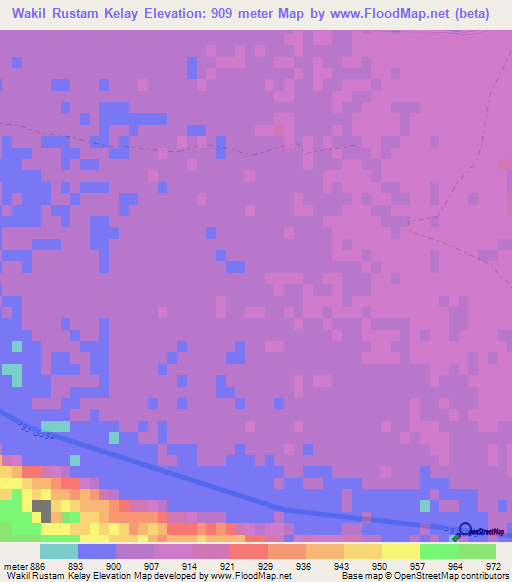 Wakil Rustam Kelay,Afghanistan Elevation Map