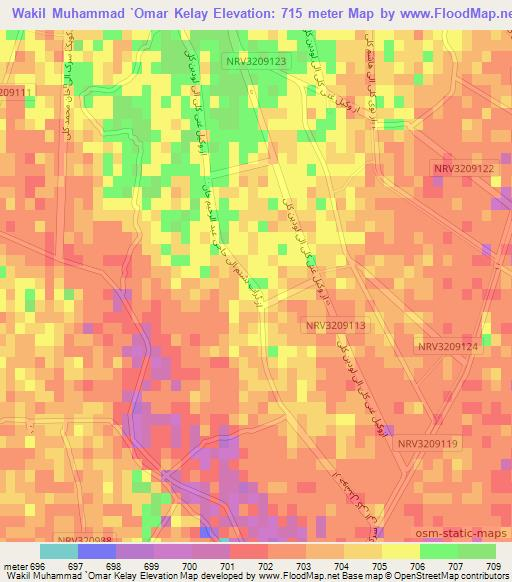 Wakil Muhammad `Omar Kelay,Afghanistan Elevation Map