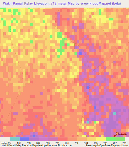 Wakil Kamal Kelay,Afghanistan Elevation Map