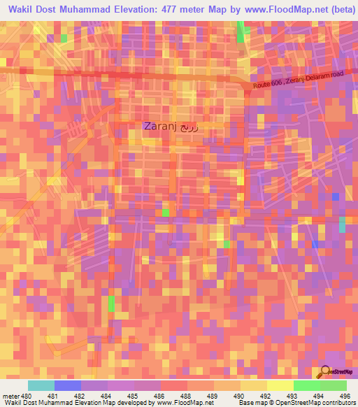 Wakil Dost Muhammad,Afghanistan Elevation Map