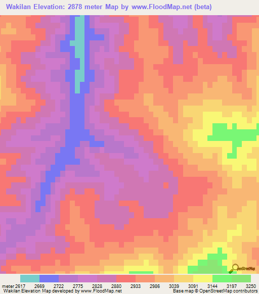 Wakilan,Afghanistan Elevation Map