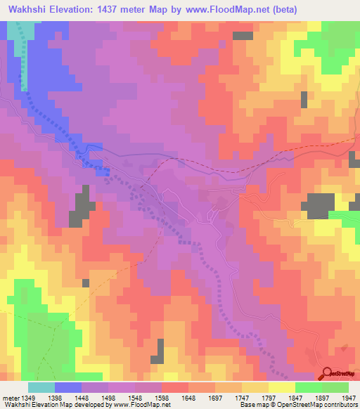 Wakhshi,Afghanistan Elevation Map