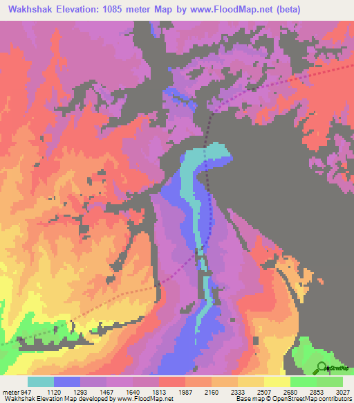 Wakhshak,Afghanistan Elevation Map