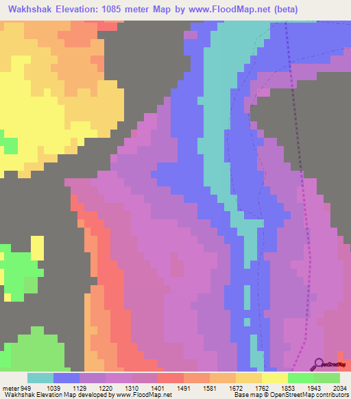 Wakhshak,Afghanistan Elevation Map
