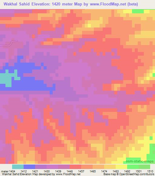 Wakhal Sahid,Afghanistan Elevation Map