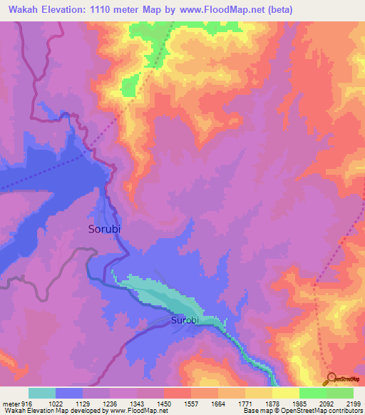 Wakah,Afghanistan Elevation Map
