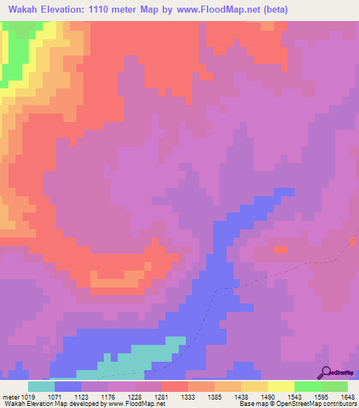 Wakah,Afghanistan Elevation Map