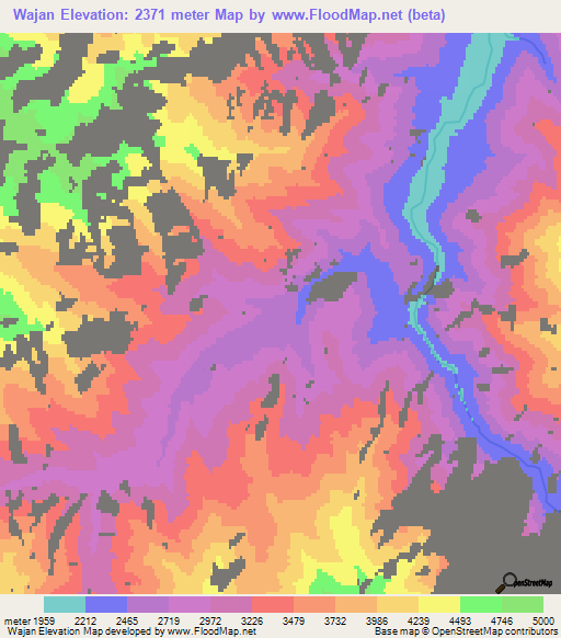Wajan,Afghanistan Elevation Map