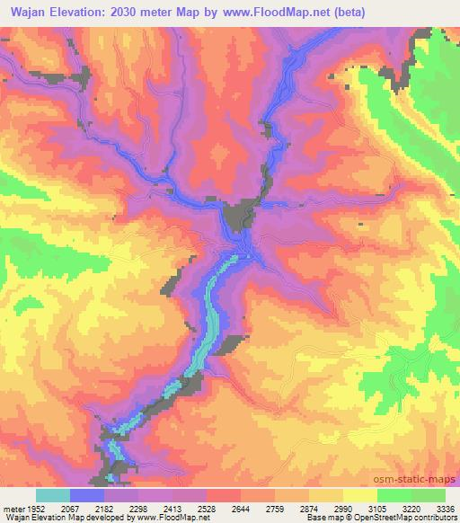 Wajan,Afghanistan Elevation Map