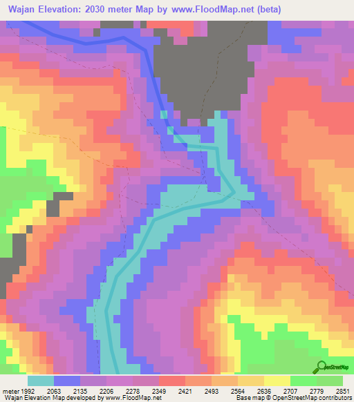 Wajan,Afghanistan Elevation Map