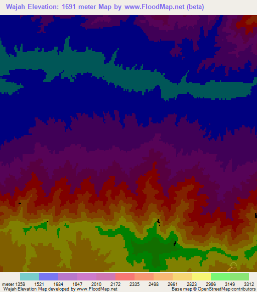 Wajah,Afghanistan Elevation Map