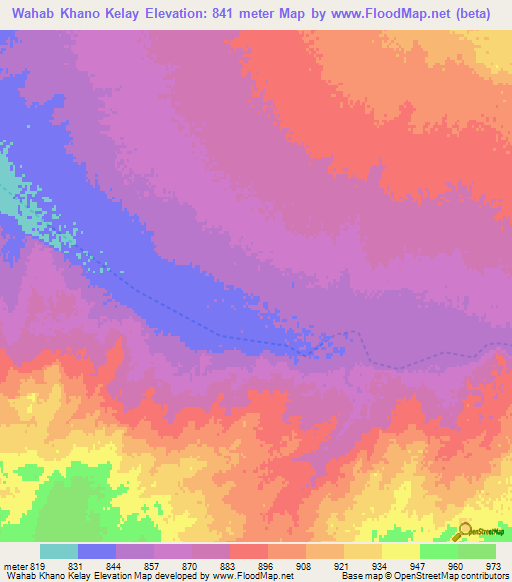 Wahab Khano Kelay,Afghanistan Elevation Map