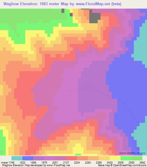 Waghow,Afghanistan Elevation Map