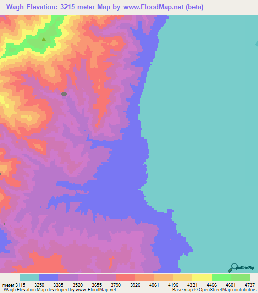 Wagh,Afghanistan Elevation Map