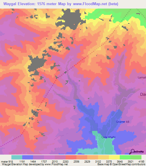 Waygal,Afghanistan Elevation Map