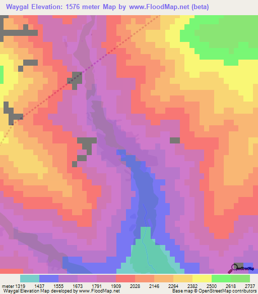 Waygal,Afghanistan Elevation Map