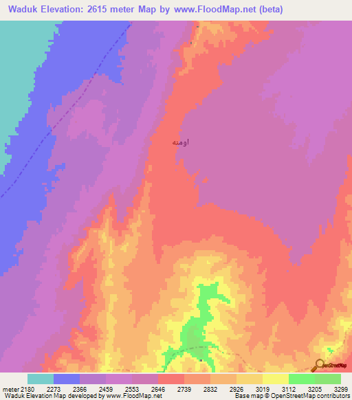 Waduk,Afghanistan Elevation Map