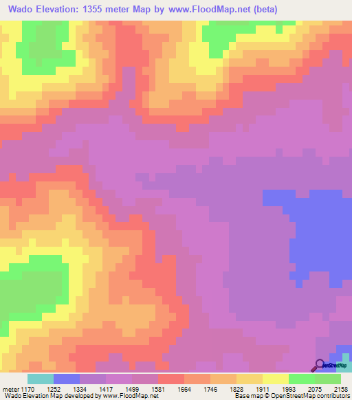 Wado,Afghanistan Elevation Map