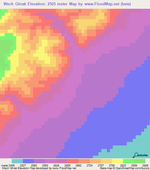 Wech Ghrak,Afghanistan Elevation Map