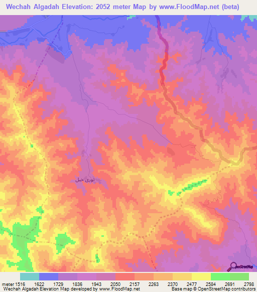 Wechah Algadah,Afghanistan Elevation Map
