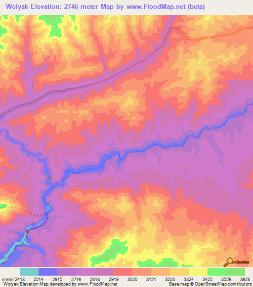 Wolyak,Afghanistan Elevation Map