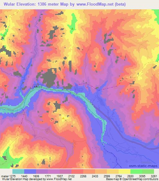 Wular,Afghanistan Elevation Map