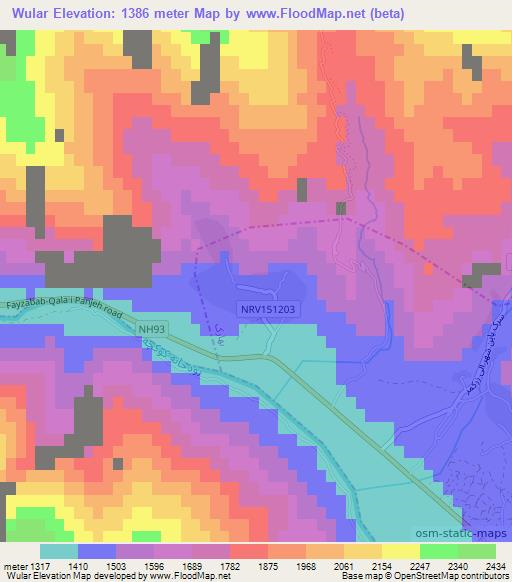 Wular,Afghanistan Elevation Map