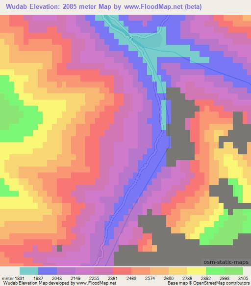 Wudab,Afghanistan Elevation Map