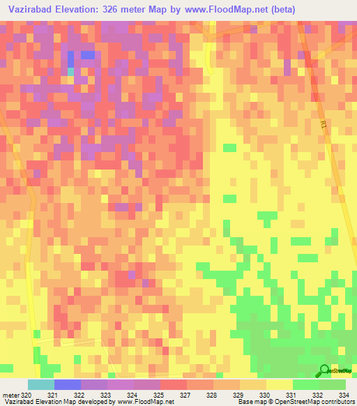 Vazirabad,Afghanistan Elevation Map