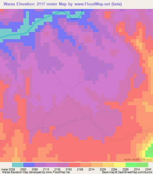 Waras,Afghanistan Elevation Map