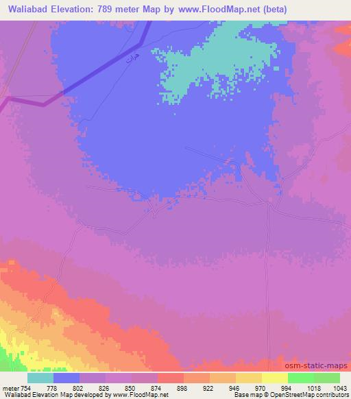 Waliabad,Afghanistan Elevation Map