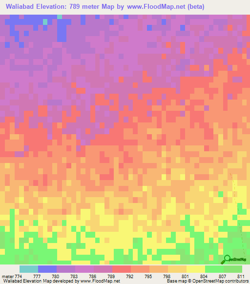 Waliabad,Afghanistan Elevation Map