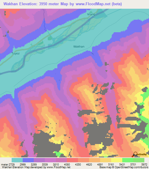 Wakhan,Afghanistan Elevation Map