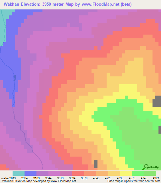 Wakhan,Afghanistan Elevation Map