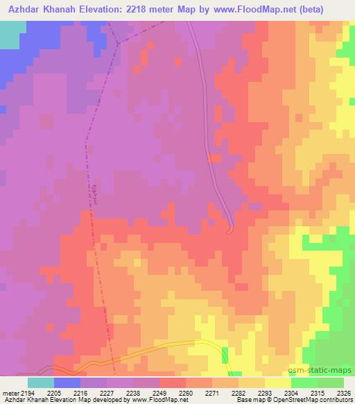 Azhdar Khanah,Afghanistan Elevation Map