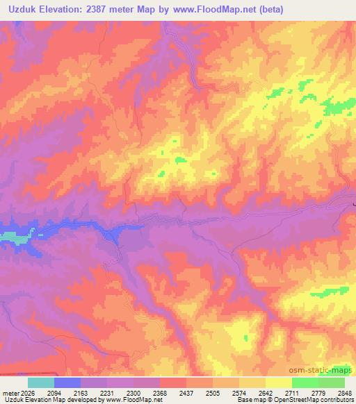 Uzduk,Afghanistan Elevation Map