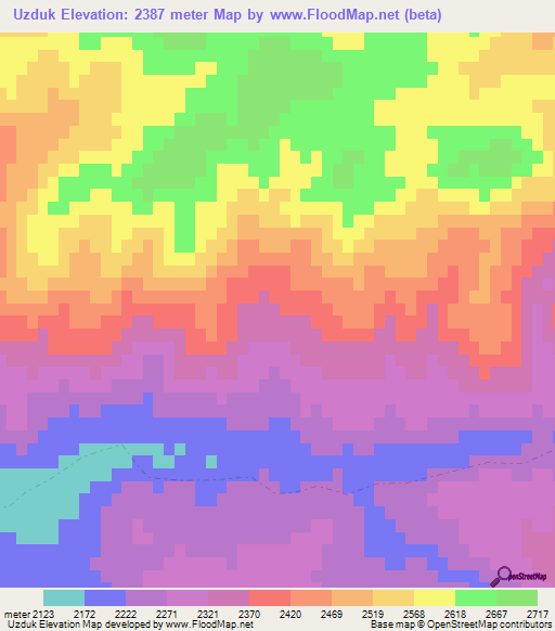 Uzduk,Afghanistan Elevation Map
