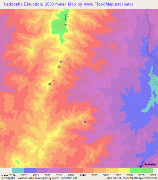 Uzdapsha,Afghanistan Elevation Map