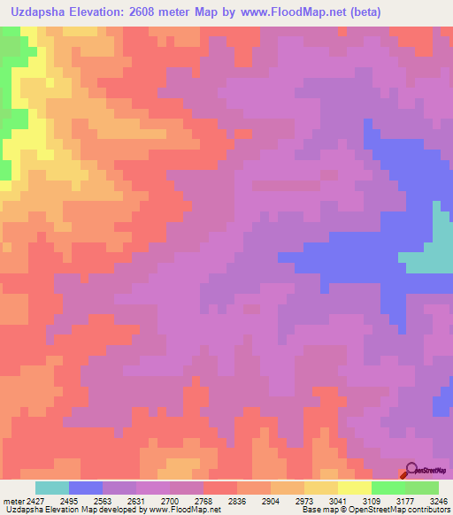 Uzdapsha,Afghanistan Elevation Map