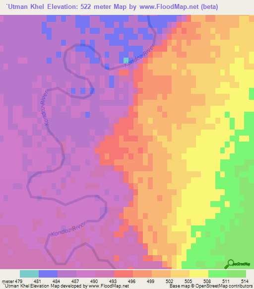 `Utman Khel,Afghanistan Elevation Map