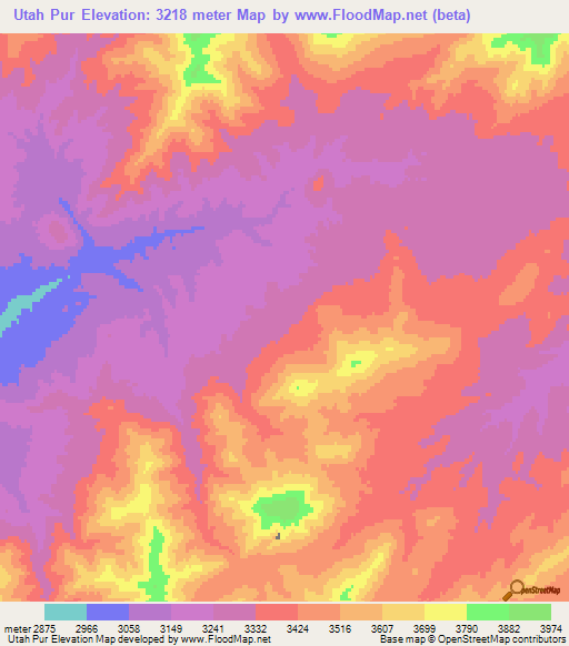 Utah Pur,Afghanistan Elevation Map
