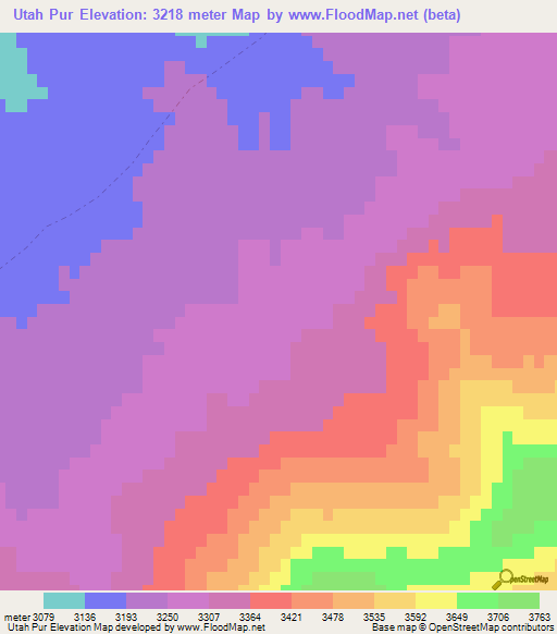 Utah Pur,Afghanistan Elevation Map