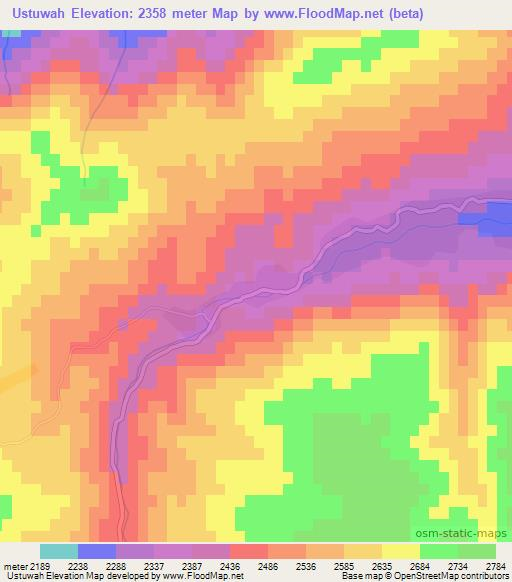 Ustuwah,Afghanistan Elevation Map