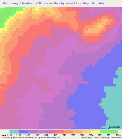 Ushmanay,Afghanistan Elevation Map
