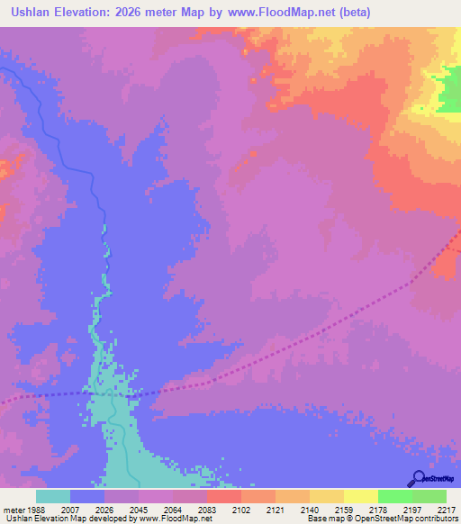 Ushlan,Afghanistan Elevation Map