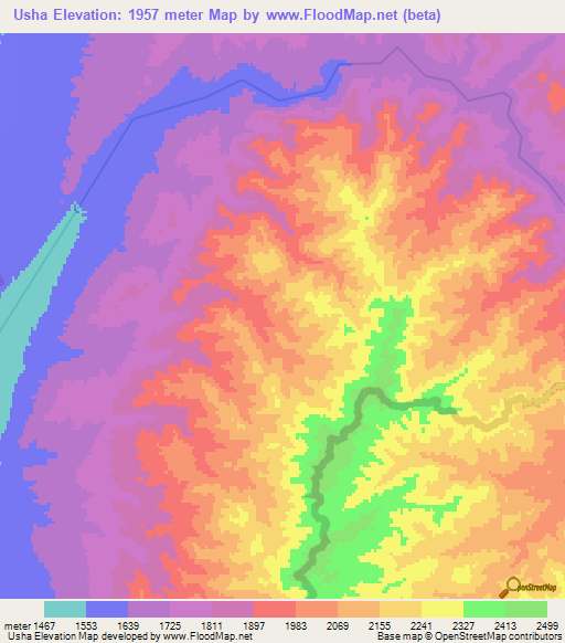 Usha,Afghanistan Elevation Map